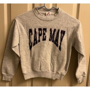 Vintage 90s Cape May NJ Beach Gray Sweatshirt Size M Unisex Kids